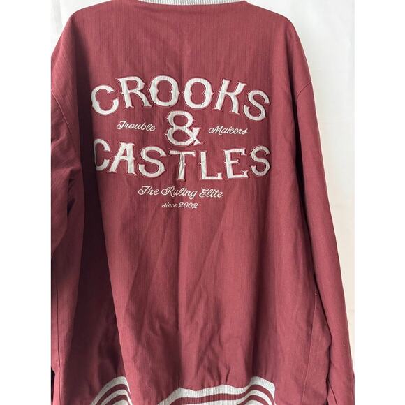 Crooks & Castles jacket 3XL, maroon/gray, “The Ruling Elite / Trouble Makers” - Picture 10 of 11